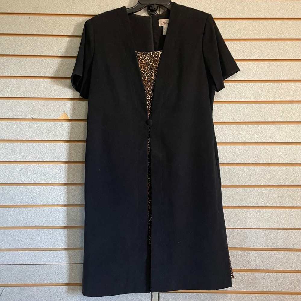 Worthington Dress Women's Size 12 Black Animal Print Short Sleeve‎ Career
